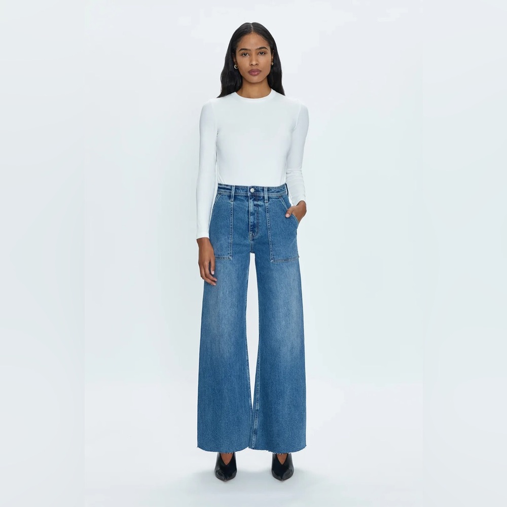pistola Blue Wide-Leg Flare Jeans